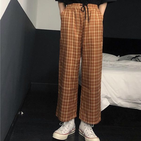 women's wide leg pants 2020 spring ankle-length trousers casual loose elastic waist plaid pants trousers, Black;white
women's wide leg pants 2020 spring ankle-length trousers casual loose elastic waist plaid pants trousers, Black;white