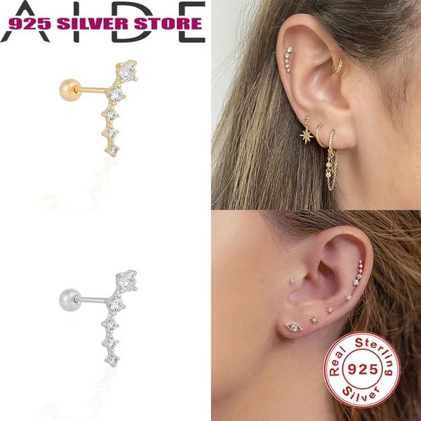 stud aide 925 sterling silver earrings single row diamond pierced cartilage for women, Golden;silver
stud aide 925 sterling silver earrings single row diamond pierced cartilage for women, Golden;silver