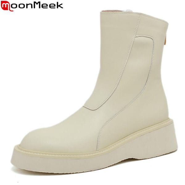 boots moonmeek 2021 arrival fashion women genuine leather comfortable flat heel round toe autumn winter ankle, Black
boots moonmeek 2021 arrival fashion women genuine leather comfortable flat heel round toe autumn winter ankle, Black