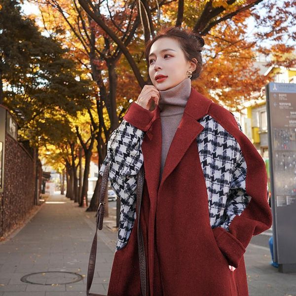 woolen coat female fashion splicing houndstooth loose belt thicken 2020 new winter women jacket christmas garb, Black
woolen coat female fashion splicing houndstooth loose belt thicken 2020 new winter women jacket christmas garb, Black