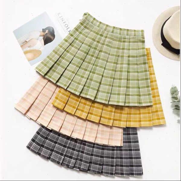 women pleated skirt fashion plaid high waist girls mini skirt a line summer preppy style korean slim dance skirt, Black 
women pleated skirt fashion plaid high waist girls mini skirt a line summer preppy style korean slim dance skirt, Black