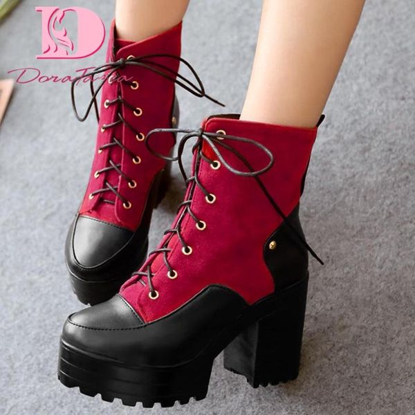 boots doratasia 2021 big size 43 platform square high heels shoelaces shoes women ankle female, Black
boots doratasia 2021 big size 43 platform square high heels shoelaces shoes women ankle female, Black
