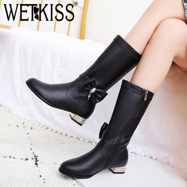 wetkiss solid butterfly knot women boots round toe thick heel shoes metal decor casual female short boots non slip zip shoes, Black
wetkiss solid butterfly knot women boots round toe thick heel shoes metal decor casual female short boots non slip zip shoes, Black