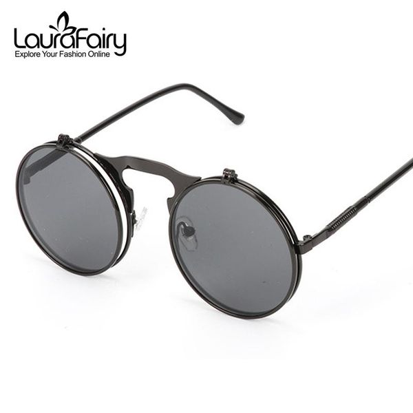 sunglasses laura fairy vintage round flip up design double lens myopia glasses frame use uv400 uv protection 2021, White;black 
sunglasses laura fairy vintage round flip up design double lens myopia glasses frame use uv400 uv protection 2021, White;black