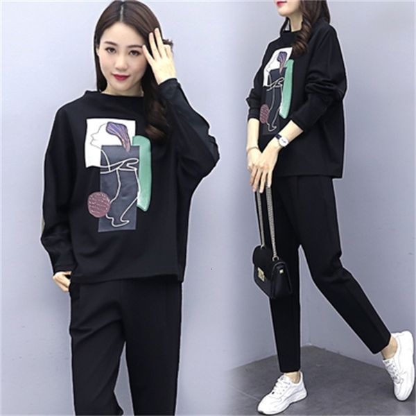 female plus size suits and geometric korean ensembles black tracksuit sets women's loose clothing of training clothes ic0a, White
female plus size suits and geometric korean ensembles black tracksuit sets women's loose clothing of training clothes ic0a, White
