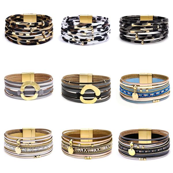charm bracelets rinhoo multi-layer leopard leather chain magnet bracelet gold coin pendant crystal paved female elegant jewelry, Golden;silver
charm bracelets rinhoo multi-layer leopard leather chain magnet bracelet gold coin pendant crystal paved female elegant jewelry, Golden;silver