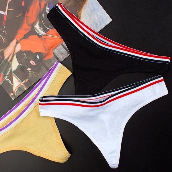 women's panties underwear cotton sports wind stripes wide waist low no trace briefs thong, Black;pink
women's panties underwear cotton sports wind stripes wide waist low no trace briefs thong, Black;pink