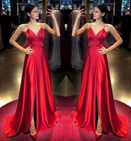 charming red 2021 a line prom dresses spaghetti straps satin split slit formal evening gowns party bridesmaid dress plus size sale, Black
charming red 2021 a line prom dresses spaghetti straps satin split slit formal evening gowns party bridesmaid dress plus size sale, Black