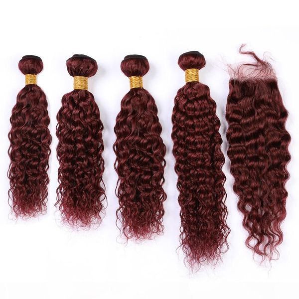 wine red human hair lace closure wet and wavy with 4bundles 99j burgundy malaysian water wave human hair weave bundles with closure, Black;brown
wine red human hair lace closure wet and wavy with 4bundles 99j burgundy malaysian water wave human hair weave bundles with closure, Black;brown