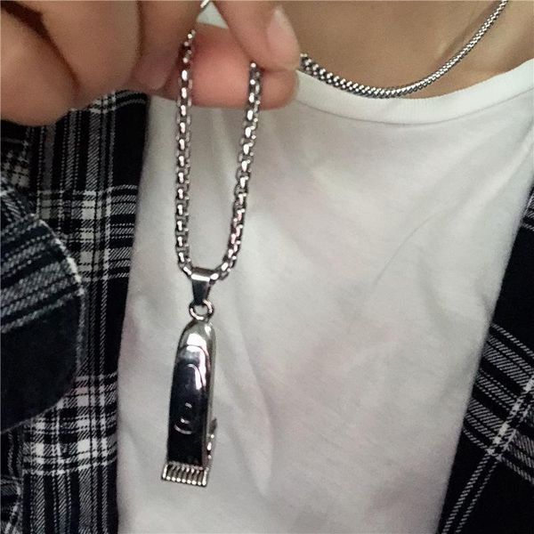 pendant necklaces fashion barber clippers titanium steel necklace men and women hipster hip hop long sweater chain, Silver
pendant necklaces fashion barber clippers titanium steel necklace men and women hipster hip hop long sweater chain, Silver