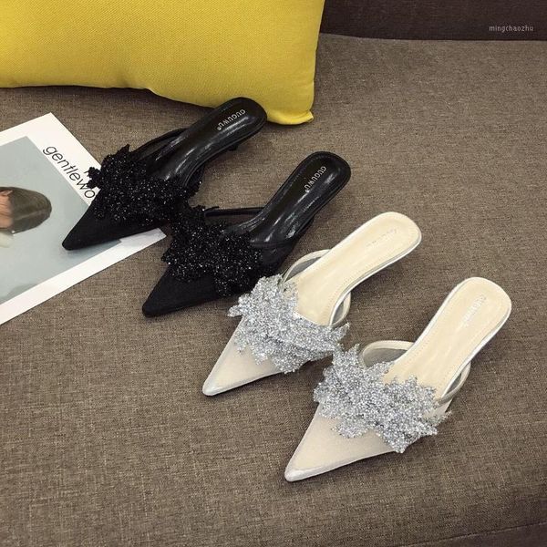 slippers 2021 korean style women's summer fashion outer wear thin heeled semi-high pointed mesh sequin crystal slippers1, Black
slippers 2021 korean style women's summer fashion outer wear thin heeled semi-high pointed mesh sequin crystal slippers1, Black