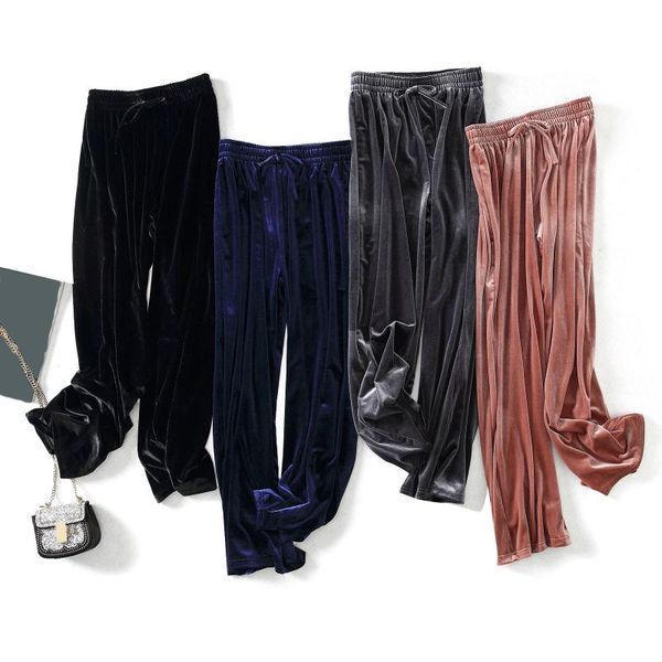 2020 new gold velvet wide-leg pants women autumn winter sports leisure high waist large size slim trousers, Black;white
2020 new gold velvet wide-leg pants women autumn winter sports leisure high waist large size slim trousers, Black;white