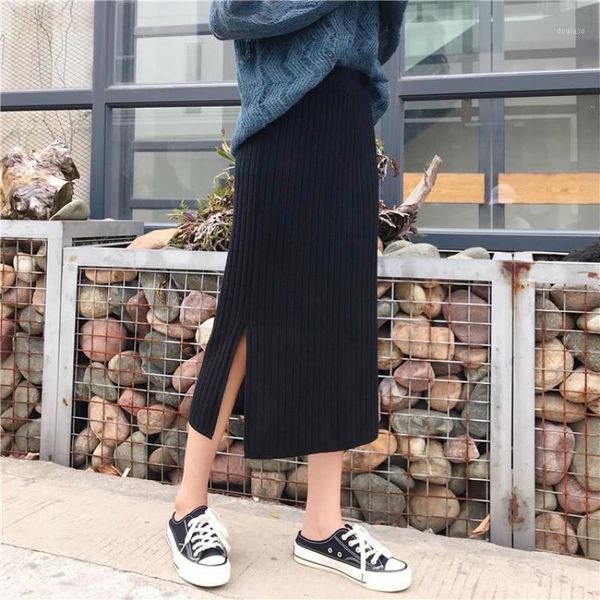 2020 autumn winter new high waist elasticity thin retro black slit women knitted skirt casual wild long skirt
2020 autumn winter new high waist elasticity thin retro black slit women knitted skirt casual wild long skirt