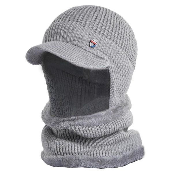 men winter 2pcs set visor brim earflap beanie hat with circle scarf knitted thicken plush lined skull cap neck warmer, Blue;gray
men winter 2pcs set visor brim earflap beanie hat with circle scarf knitted thicken plush lined skull cap neck warmer, Blue;gray