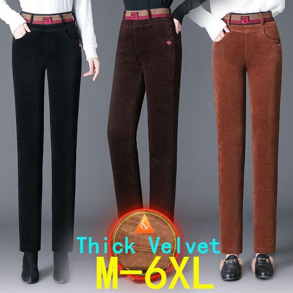 women elegant black pants lace up elastic high waist plus size winter thick velvet casual full length straight corduroy trousers, Black;white 
women elegant black pants lace up elastic high waist plus size winter thick velvet casual full length straight corduroy trousers, Black;white