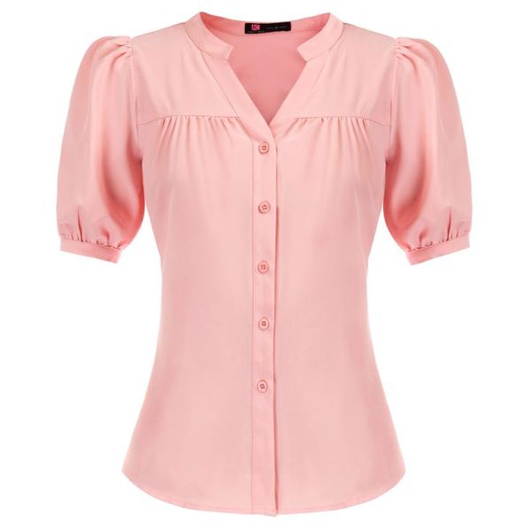 summer shirts women puffed sleeve shirt retro casual elegant fashion blouses stand collar v-neck button placket curved hem, White
summer shirts women puffed sleeve shirt retro casual elegant fashion blouses stand collar v-neck button placket curved hem, White