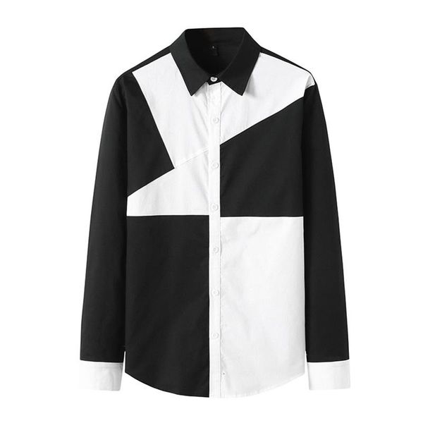 men's casual shirts patchwork shirt men autumn long sleeve button down dress mens formal business work camisas hombre, White;black
men's casual shirts patchwork shirt men autumn long sleeve button down dress mens formal business work camisas hombre, White;black