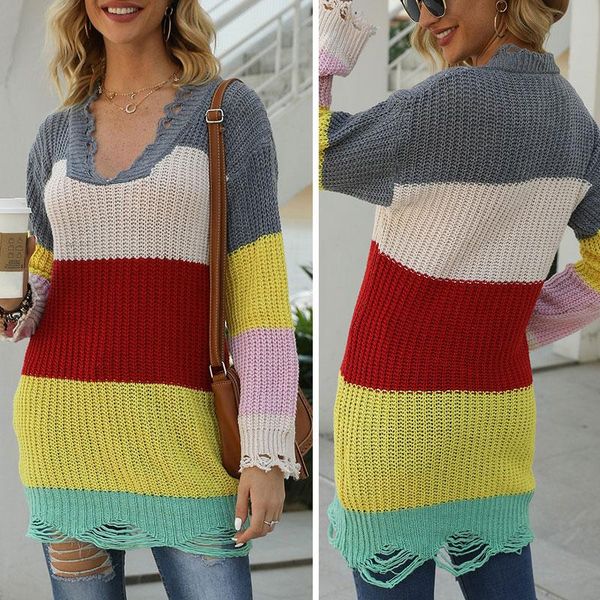 striped print v-neck pullover sweater women loose sweaters winter hole knitted autumn oversized sweater, White;black
striped print v-neck pullover sweater women loose sweaters winter hole knitted autumn oversized sweater, White;black