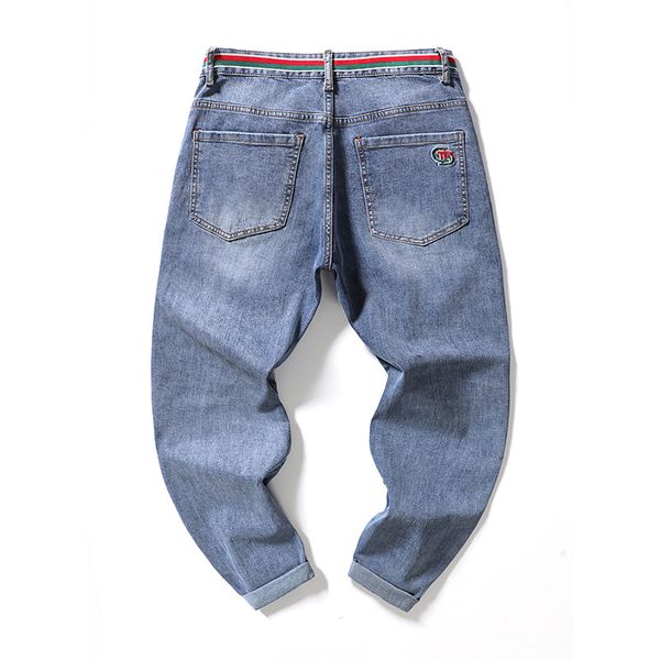 jeans men's simple fashion casual long pants trendy slim stretch small straight pants factory direct sales, Blue 
jeans men's simple fashion casual long pants trendy slim stretch small straight pants factory direct sales, Blue