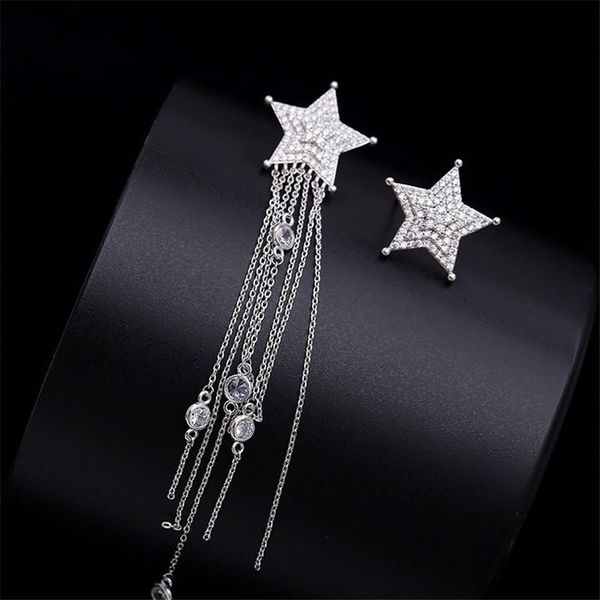 Asymmetric Star Tassel Earrings For Women Micro Pave Cubic Zirconia Statement Earring Korea Fashion Exaggerated Dangler, Silver
Asymmetric Star Tassel Earrings For Women Micro Pave Cubic Zirconia Statement Earring Korea Fashion Exaggerated Dangler, Silver