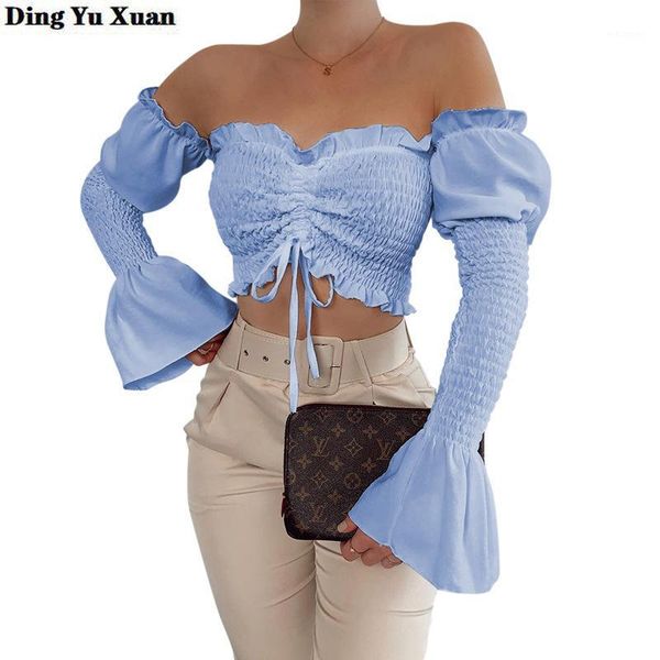 womens night club off shoulder mujer slash neck blouses women long flare sleeve shirts white black blue chemise femme1
womens night club off shoulder mujer slash neck blouses women long flare sleeve shirts white black blue chemise femme1