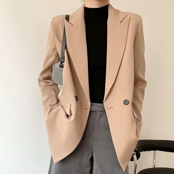 women's suits & blazers spring and autumn jacket casual solid color double-breasted pocket decorative, White;black
women's suits & blazers spring and autumn jacket casual solid color double-breasted pocket decorative, White;black