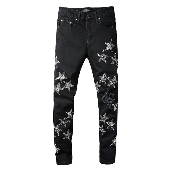 2022 summer fashion designer ripped jeans men's casual solid color printed geometric pants,fanye 0010, Blue
2022 summer fashion designer ripped jeans men's casual solid color printed geometric pants,fanye 0010, Blue