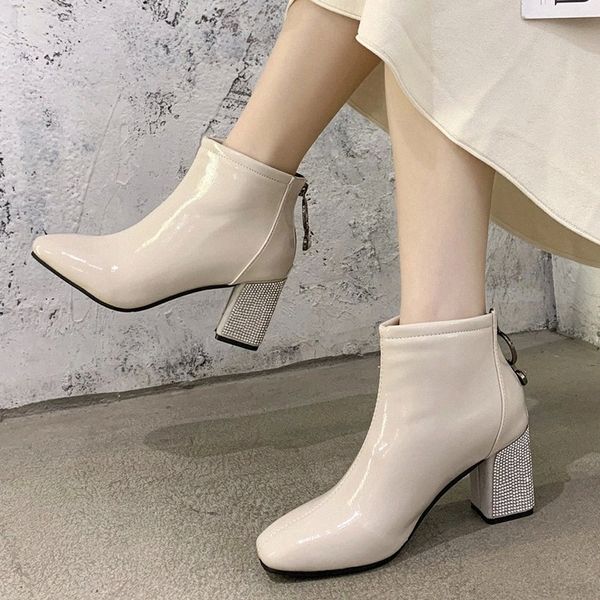 lucyever fashion square toe crystal high heels ankle boots for women black beige patent leather botines mujer autumn boots woman #3m3c
lucyever fashion square toe crystal high heels ankle boots for women black beige patent leather botines mujer autumn boots woman #3m3c