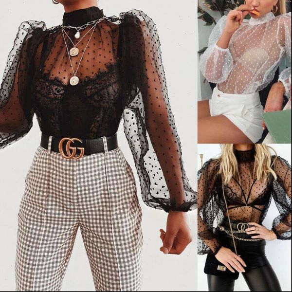 women mesh sheer polka dot print long sleeve hollow out thin lace bottoming shirt drop shipping, White
women mesh sheer polka dot print long sleeve hollow out thin lace bottoming shirt drop shipping, White