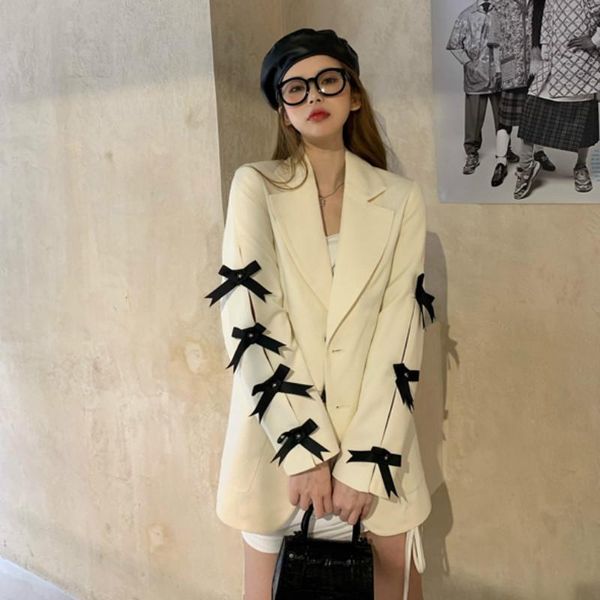 women's suits & blazers cute korean blazer women autumn loose casual long sleeve winter casaco feminino jacket de50xz, White;black
women's suits & blazers cute korean blazer women autumn loose casual long sleeve winter casaco feminino jacket de50xz, White;black