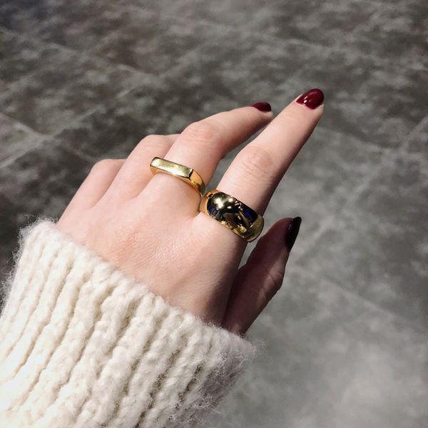 minimalist paris niche flat curved surface versatile smooth ring titanium steel plated 18k gold women's style, Silver
minimalist paris niche flat curved surface versatile smooth ring titanium steel plated 18k gold women's style, Silver