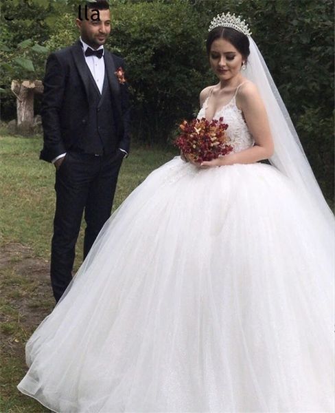 fancy wedding dresses princess ball gown spaghetti straps tulle lace bridal gowns with lace up back vestido de noiva marraige dress, White
fancy wedding dresses princess ball gown spaghetti straps tulle lace bridal gowns with lace up back vestido de noiva marraige dress, White