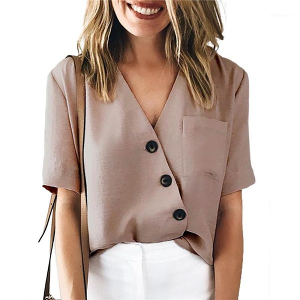 2021 women button design shirt pure color pullover v-neck short-sleeved shirt office lady casual female casual elegant blouse1, White
2021 women button design shirt pure color pullover v-neck short-sleeved shirt office lady casual female casual elegant blouse1, White