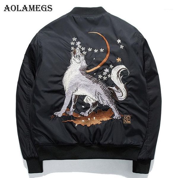 aolamegs bomber jacket wolf embroidery thick men's jacket stand collar fashion outwear men coat bomb baseball jackets winter1, Black;brown
aolamegs bomber jacket wolf embroidery thick men's jacket stand collar fashion outwear men coat bomb baseball jackets winter1, Black;brown