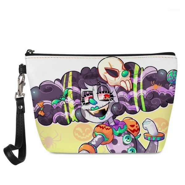 hycool cute cosmetic bag small halloween skull print women small cosmetic bag for make up ladies travel makeup zipper pouch1