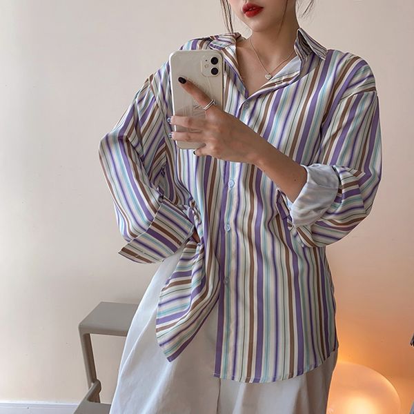 2021 New Colour stripe casual Korean style shirt long sleeve women tops and blouse coats (f4084) I9F6, White
2021 New Colour stripe casual Korean style shirt long sleeve women tops and blouse coats (f4084) I9F6, White