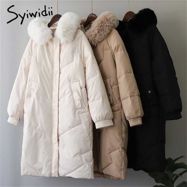 syiwidii women's winter jacket fur collar hood warm coats oversized khaki black elegant long outerwear office ladies parkas 211216
syiwidii women's winter jacket fur collar hood warm coats oversized khaki black elegant long outerwear office ladies parkas 211216