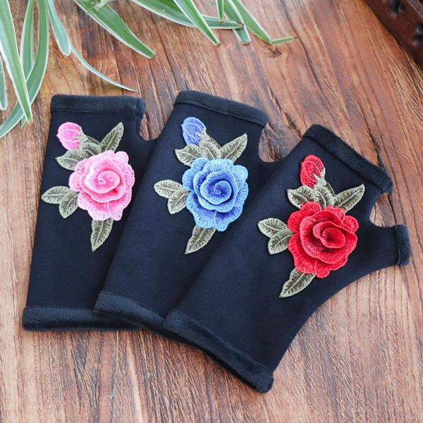 five fingers gloves winter warm thickening chinese national style embroidery flower stretch knit soft mittens half finger glove for women, Blue;gray
five fingers gloves winter warm thickening chinese national style embroidery flower stretch knit soft mittens half finger glove for women, Blue;gray