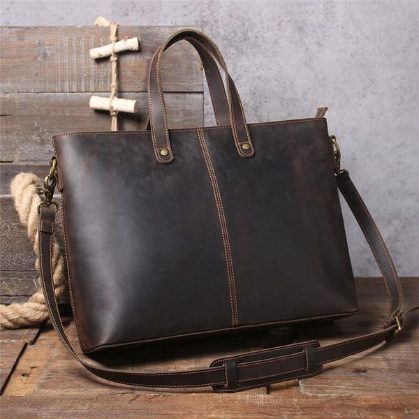 briefcases simple retro men's genuine leather portable briefcase first layer cowhide large-capacity one-shoulder messenger computer bag
briefcases simple retro men's genuine leather portable briefcase first layer cowhide large-capacity one-shoulder messenger computer bag
