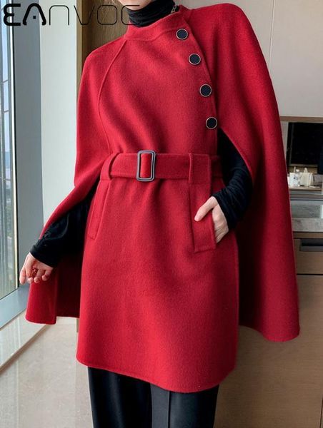 women's wool & blends loose mid-length double-sided woolen coat cloak stand collar batwing poncho autumn winter warm blend jacket, Black
women's wool & blends loose mid-length double-sided woolen coat cloak stand collar batwing poncho autumn winter warm blend jacket, Black