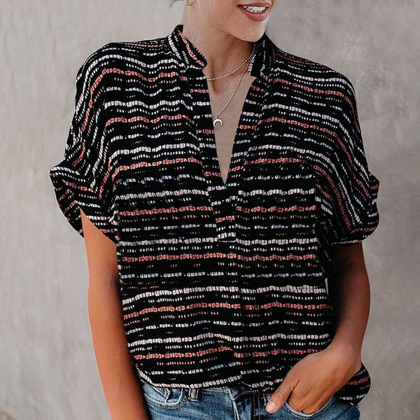 ins european and american chiffon shirt womens summer european and american new color striped pattern v-neck short sleeve womens shirt, White
ins european and american chiffon shirt womens summer european and american new color striped pattern v-neck short sleeve womens shirt, White