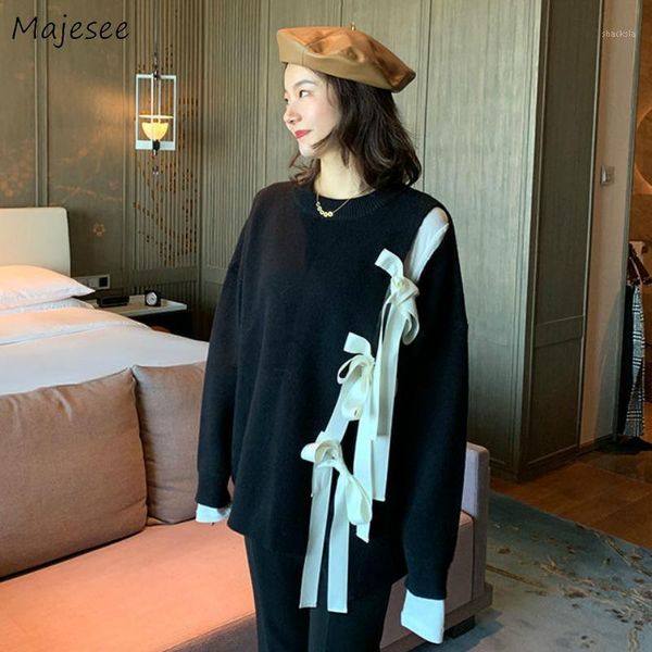 women pullovers knitted bow design loose drop sleeve korean style students sweet lazy chic harajuku ins spring autumn sweaters1, White;black
women pullovers knitted bow design loose drop sleeve korean style students sweet lazy chic harajuku ins spring autumn sweaters1, White;black