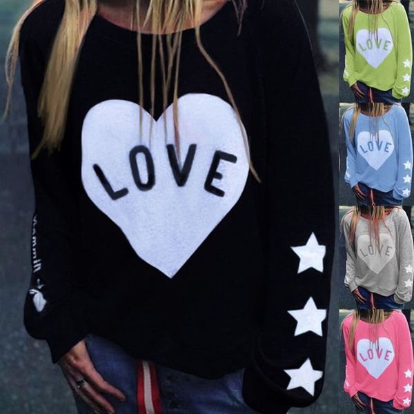 2020 loose long sve round neck love printing women's sweater t-shirt, Black
2020 loose long sve round neck love printing women's sweater t-shirt, Black