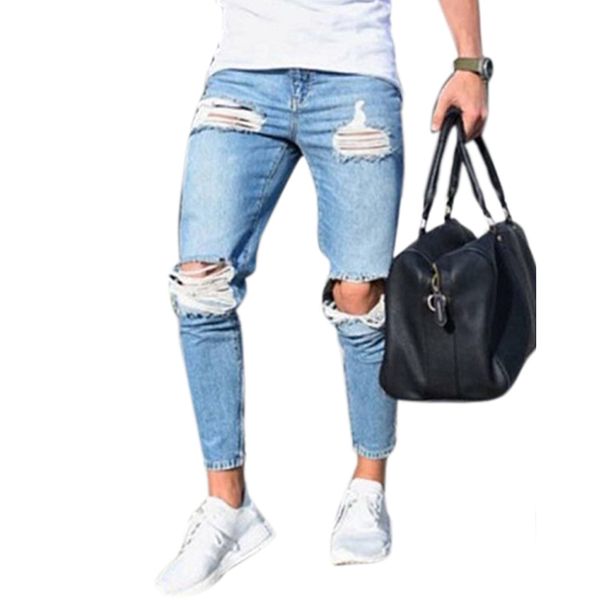 fashion streetwear mens jeans stretch destroyed ripped design fashion pencil pants ankle zipper skinny jeans for men c1123, Blue
fashion streetwear mens jeans stretch destroyed ripped design fashion pencil pants ankle zipper skinny jeans for men c1123, Blue
