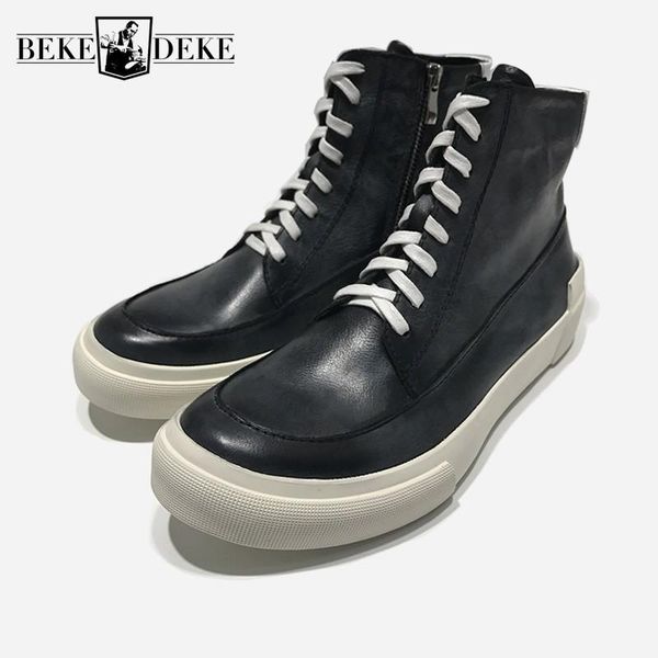 street style high-sneakers men genuine leather zipper ankle boots luxury platform flat shoes vintage winter motorcycle boots1, Black
street style high-sneakers men genuine leather zipper ankle boots luxury platform flat shoes vintage winter motorcycle boots1, Black