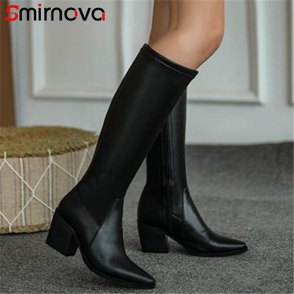 smirnova big size 43 cowboy western boots women pointed toe thick heel casual shoes solid color high heel knee high boots women, Black
smirnova big size 43 cowboy western boots women pointed toe thick heel casual shoes solid color high heel knee high boots women, Black