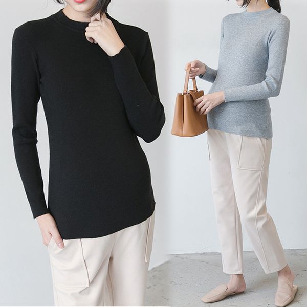 pregnant women's knitted bottoming shirt with a solid color slim fitting crew neck dress autumn and winter short sweater long sleeve, White
pregnant women's knitted bottoming shirt with a solid color slim fitting crew neck dress autumn and winter short sweater long sleeve, White