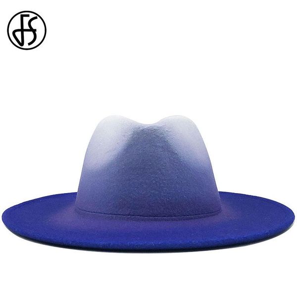 wide brim hats fs women men wool vintage trilby fedora hat with felt gentleman elegant gradient for lady winter jazz caps, Blue;gray
wide brim hats fs women men wool vintage trilby fedora hat with felt gentleman elegant gradient for lady winter jazz caps, Blue;gray