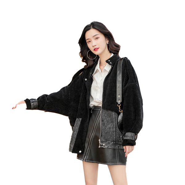 2021 new spring woman jean sews stripe velvet patched letter plus size collar tide aviator jacket y212 bw92, Black
2021 new spring woman jean sews stripe velvet patched letter plus size collar tide aviator jacket y212 bw92, Black