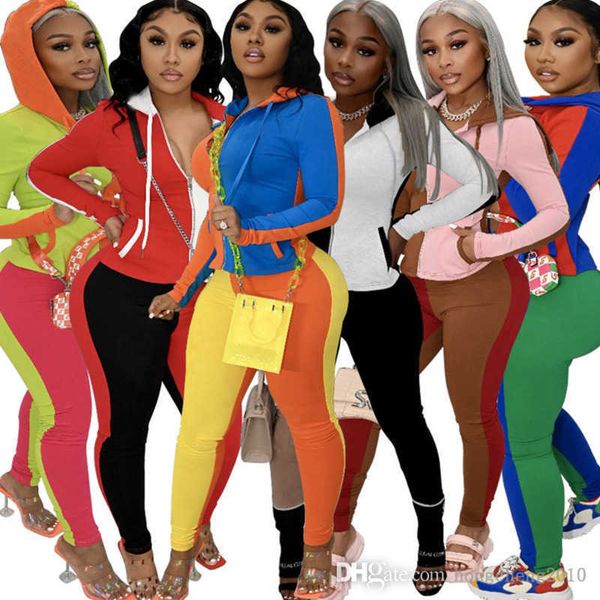 2022 autumn women two piece pants set long sleeve stitching contrast hoodies zipper tracksuits jackets leggings outfits sportswear plus size, White
2022 autumn women two piece pants set long sleeve stitching contrast hoodies zipper tracksuits jackets leggings outfits sportswear plus size, White